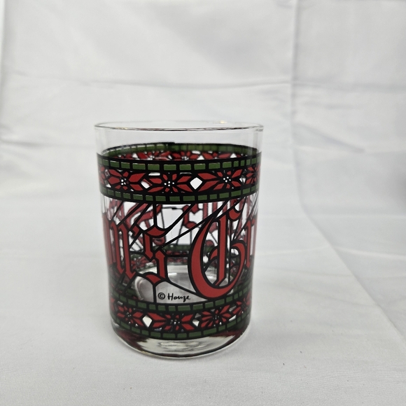 Vintage Houze Stained Glass Seasons Greetings Christmas Glasses 12 oz Set Of 4 - Picture 5 of 14